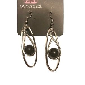 Paparazzi Black & Silver Tone Rhinestone Mediterranean Earrings